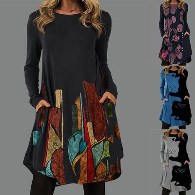 Moda damă primăvară toamnă cu mâneci lungi decolteu rochii casual