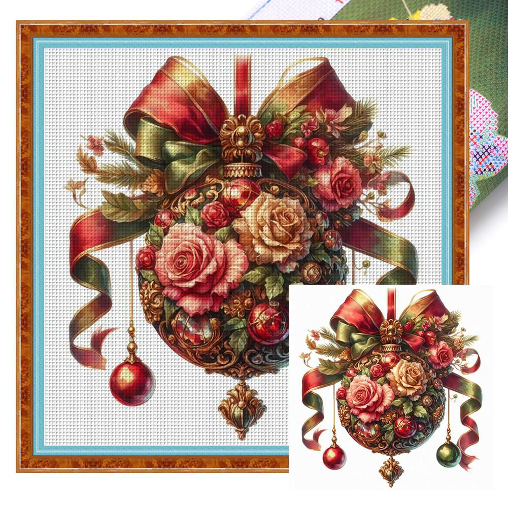 Full Embroidery Eco-cotton Thread 11CT Printed Xmas Cross Stitch Kit Art 40x40cm