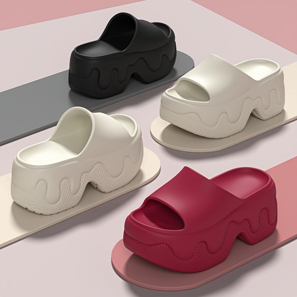 The Latest Women's EVA Thick Soled Slippers for 2026, with An Elegant Style, Are Suitable for Indoor and Outdoor Beach Shoes