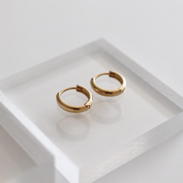 (Silver925) One Touch Ring Earring Silver Simple Gorgeous