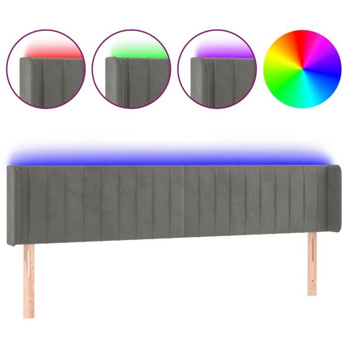 VidaXL LED Headboard Bedroom Furniture Double Bed Accessory Head of Bed Frame Interior Light Grey 3123528