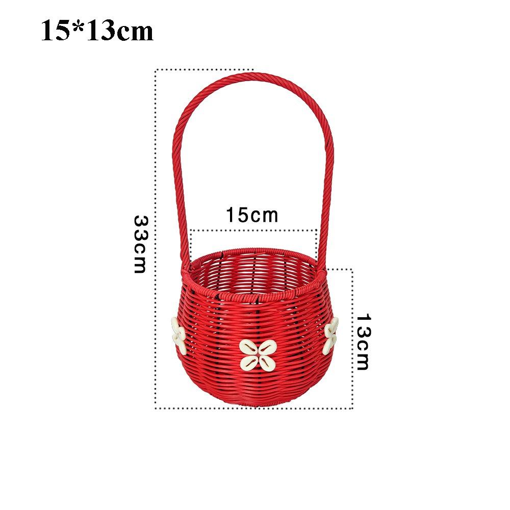with Handle Imitation Rattan Storage Baskets Handwoven 6 Styles Handhold Weaving Basket Household Vegetable Fruit Flowers Basket