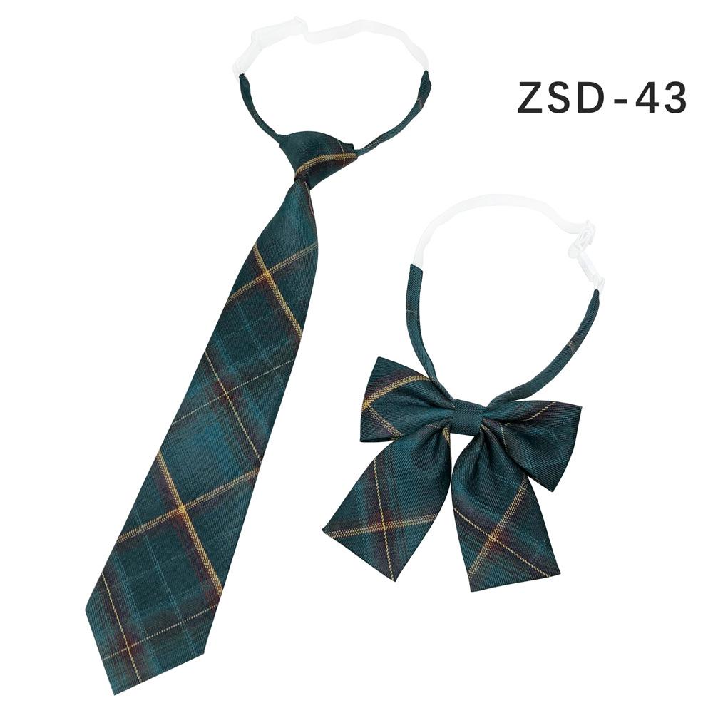 Unisex JK Collar Plaid Bowknot Flower Set - Polyester Cotton Student Uniform Accessory