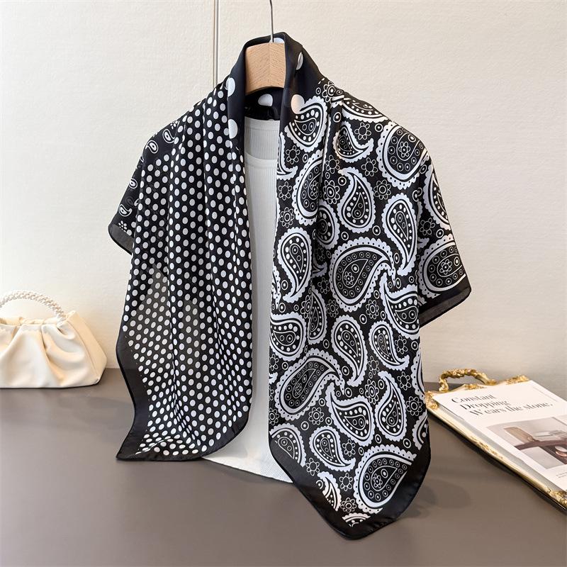 

Cross-Border Cashew Nut Simulation Silk High-End Printing Large Square Scarf Silk Scarf Shawl Headscarf Neck Protection Scarf Decorative Women S Scarf 90*90cm