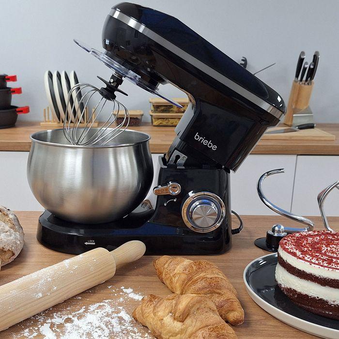 Robot Pâtissier Cuisine Multifonction Bol Inox 5L 6 Vitesses Écran Tactile LED Briebe KM1164 1800W Noir 01581