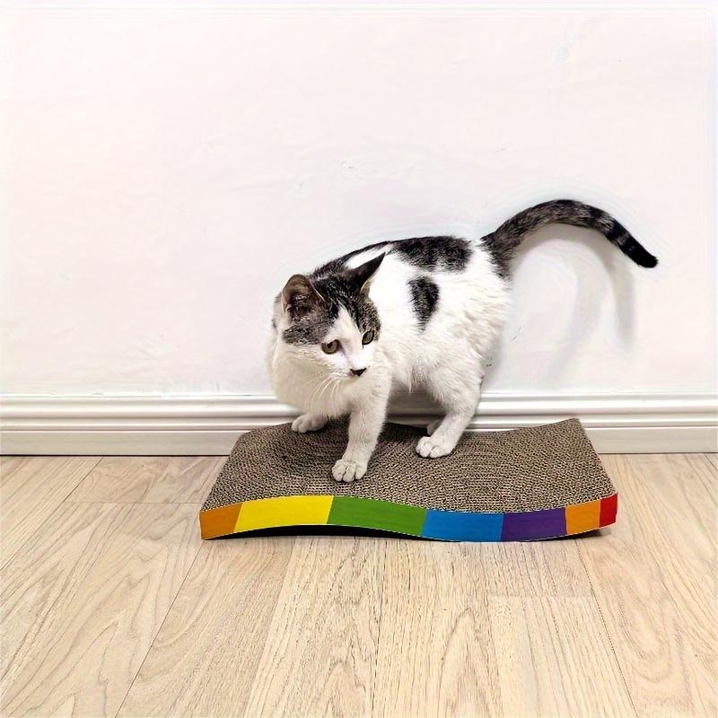 1pc Durable Corrugated Cardboard Cat Scratching Post & Play Mat - Rainbow Colors, Indoor Cat Toy for Play & Claw Maintenance, Cat Interactive Toy