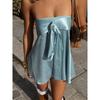 Women's Spring New Fashion Spice Girl Street Satin Tube Top Straps Solid Color Sleeveless Dress