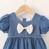 Mädchen Jeans Kurzarm Kleid Alter 1-5 Jahre Lässig Baumwolle A-Linie Sommerkleid Für Kinder