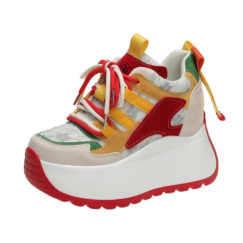 Modne 10CM Jesienne Grube Trampki Modne Damskie Buty Oddychające Damskie Buty Sportowe Casual Platformowe Trampki Damskie Zapatillas De Mujer