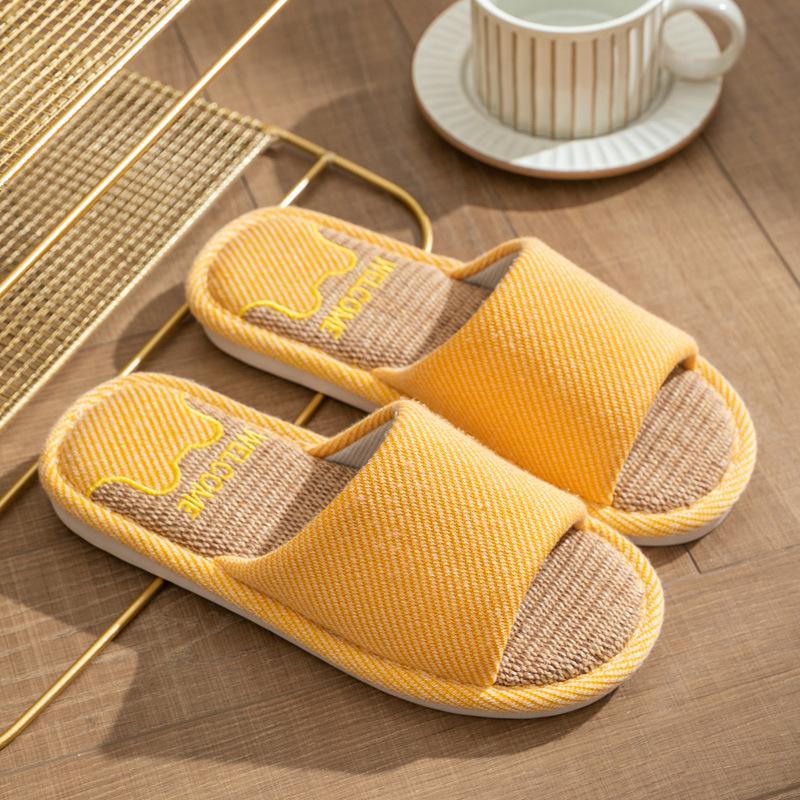 Женские летние дышащие нескользящие домашние тапочки из льна Size 36-37 Fits 35-36 жёлтыйоранжевый 990₽