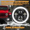 Ultra Brightness 7 Inch LED Headlight Round H6024 Halo Headlight 6500K Cool White Compatible with Motorcycle Jeep Wrangler JK TJ CJ Defender Mustang