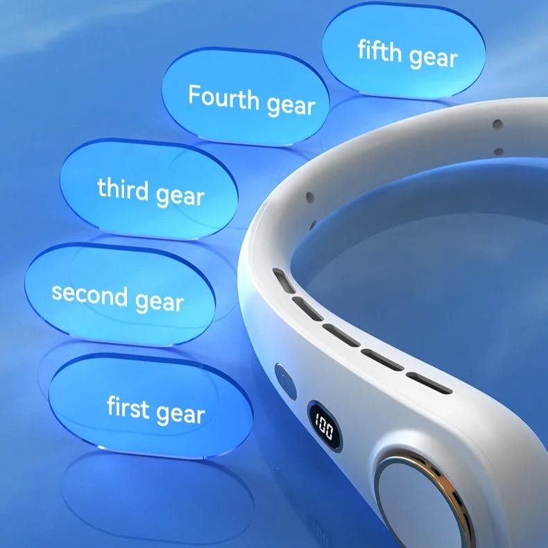Portable Hanging Neck Fan Rechargeable Personal Neck Ventilator Digital Display Personal Cooling For Outdoor Travel Sports
