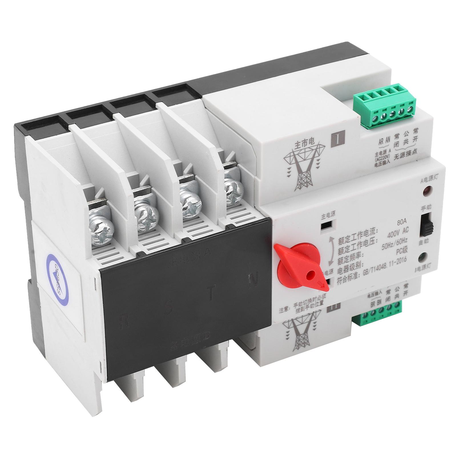 

Автоматичний перемикач на DIN-рейку, 4P, 3Фаза 4Провідний пристрій безперебійного живлення 400 В 80 А