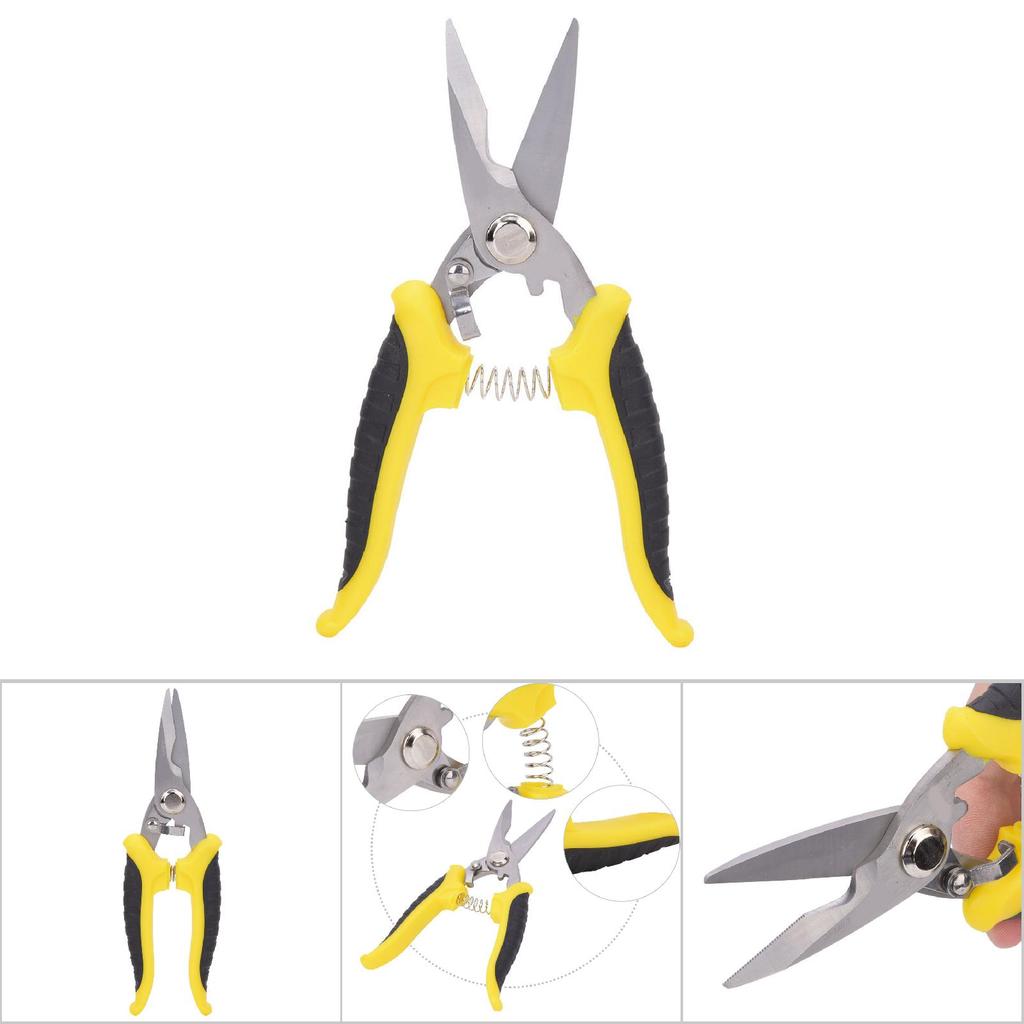 Nůžky Multifunkční Průmyslové Nerezová Ocel Žlutá Černá Rukojeť Elektrikářské Ruční Nářadí