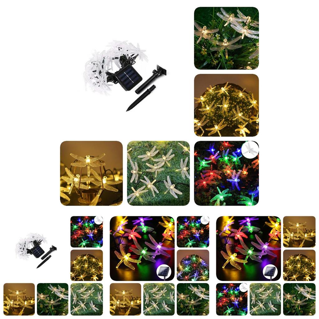Stunning 20 Led Solar Powered Dragonfly And Butterfly String Lights For Garden Decor