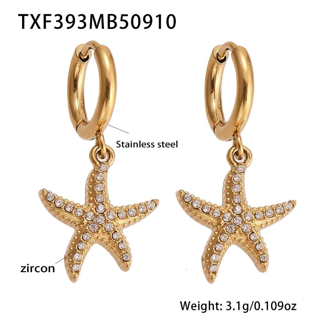 18K Gold-Plated Stainless Steel Star & Diamond Beach Vacation Jewelry - Fade Resistant