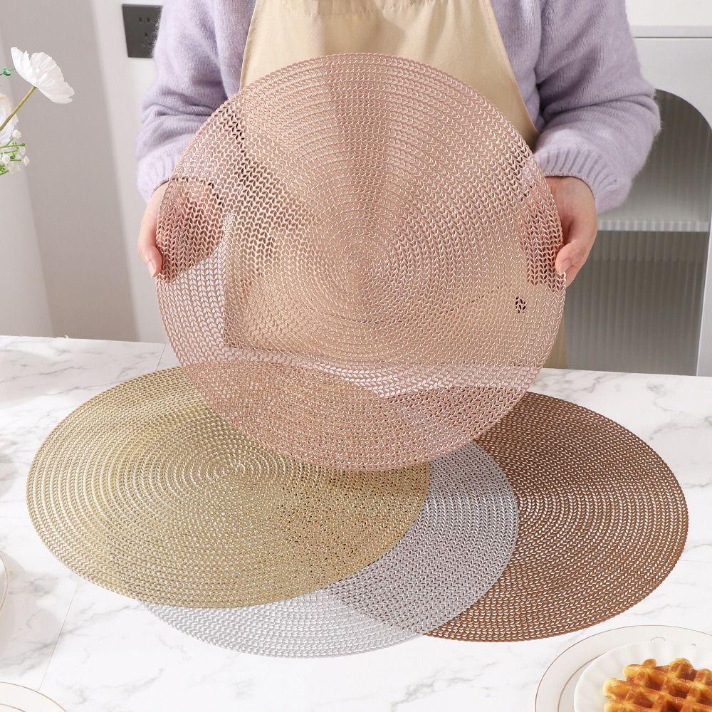 Hochwertige mehrfarbige Tischunterlage rutschfest PVC Wärmeisolierpad Hitzebeständig Runder Esstisch Dekorative Matte Restaurant