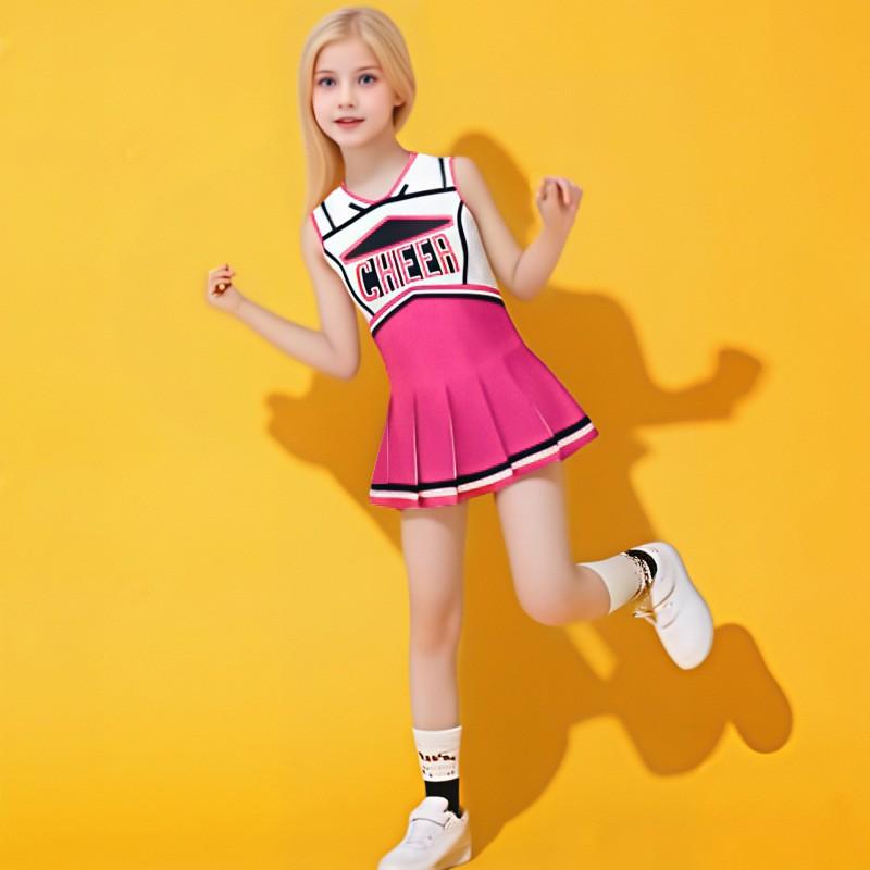 Kids Cheerleading Uniform Girls Dance Performance Dress Cute Sports Meet Outfit