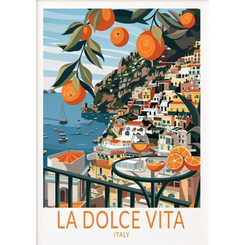 La Dolce Vita Wandposter Druck Für Schlafzimmer Wohnzimmer Heimdekoration Italien Küstenlandschaft Leinwandbild Zitrone Orange Wandkunst