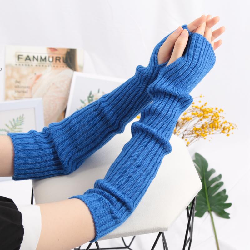 Damen Lange Fingerlose Handschuhe Weicher Damenhandschuh Lolita Kawaii Fäustling Winterwärmer Gestrickte Armmanschette Mädchen Punk Gothic Handschuhe
