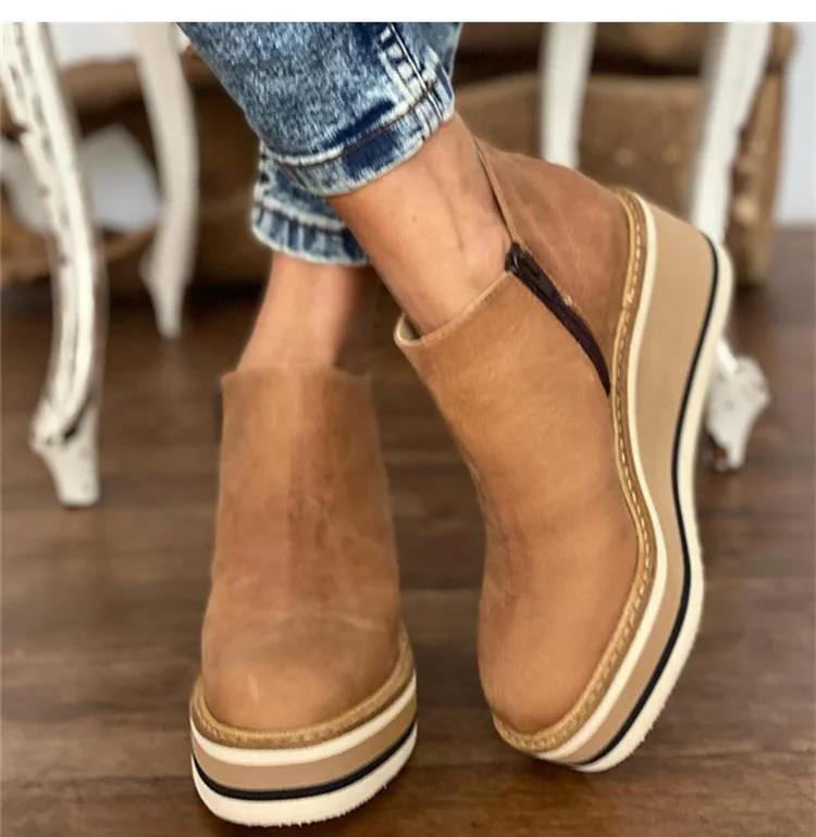 Women New Flat Women's Boots Zipper Women Shoes Plus Size Ankle Boots Keep Warm Fashion Winter Shoes