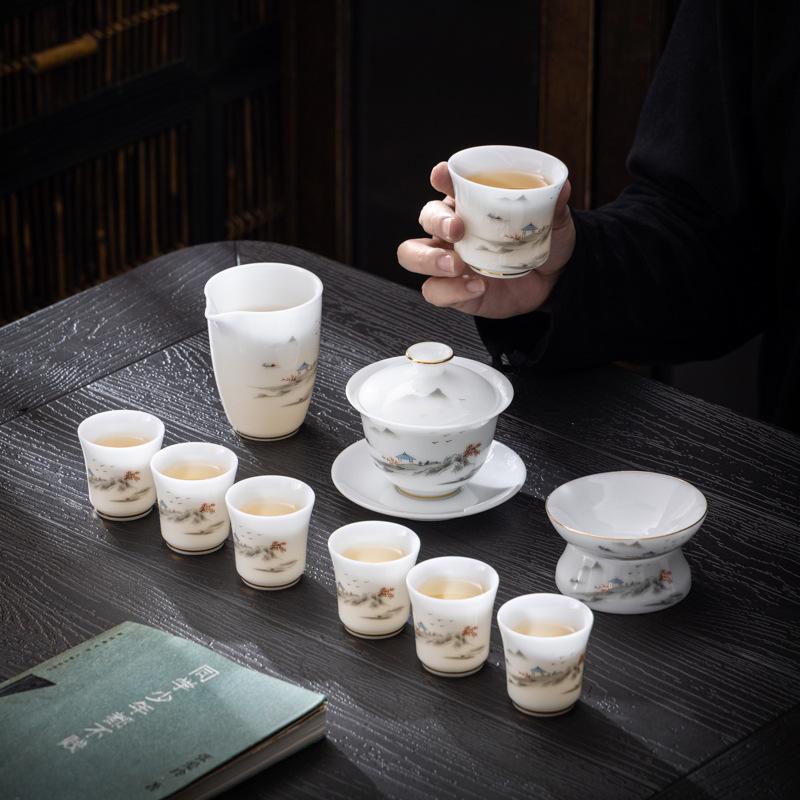 Premium Ice-type Jade Porcelain Tea Set Sets In Premium Gift Boxes, Gift-giving for Clients, Business Companies, and Enterprises
