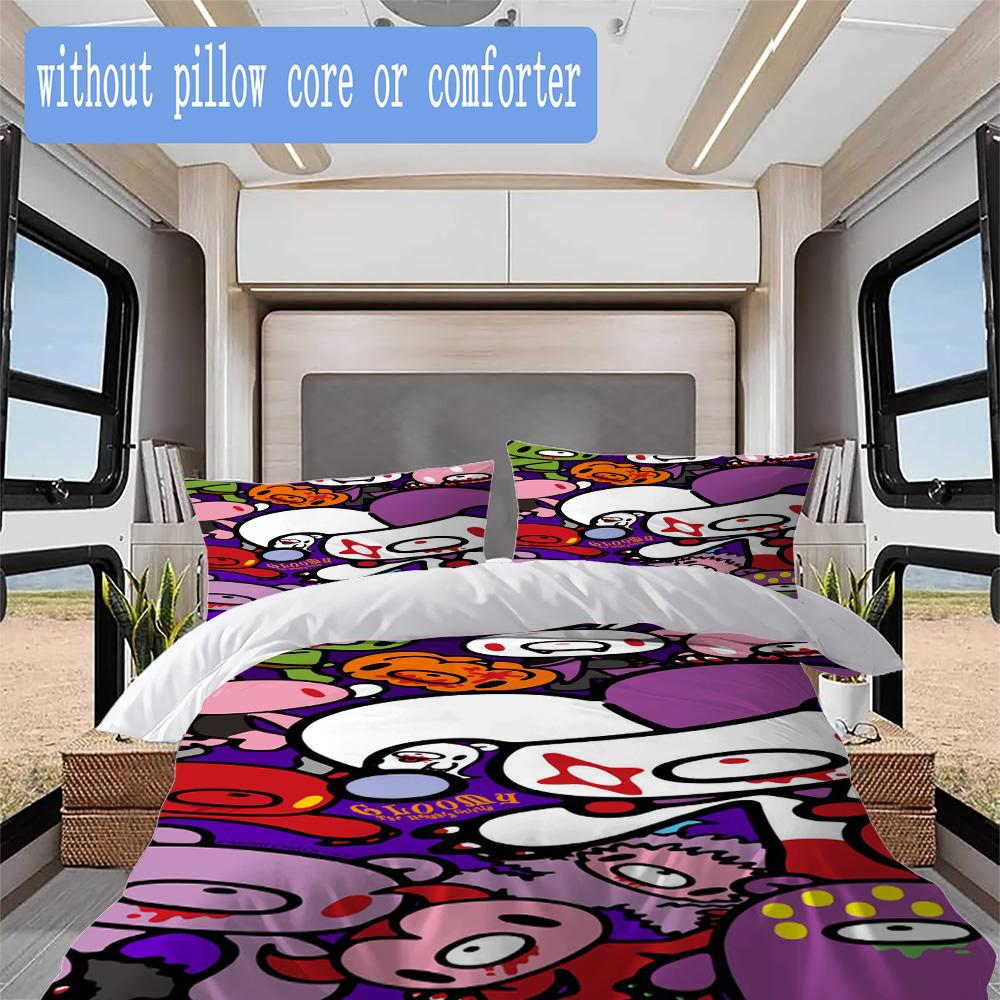 Modern Gloomy Bear Cartoon Pattern Bedding,Quilt Set Quilt Cover Pillowcase Home Birthday Gift (1*duvet Cover+2*pillowcase,without core)XSJT0917512