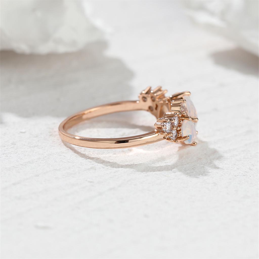 New diamond-encrusted water drop shape ring design simple niche ring ring for girlfriend gift