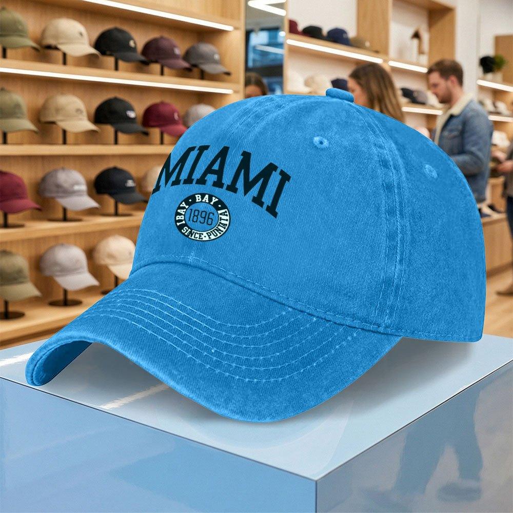 Miami Gewaschene Baseballkappe Unisex Verstellbare Entenschnabelmütze Leichte Lässige Outdoor-Sportkappe Mehrere Farben