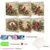 6Pcs Christmas Cardinal DIY Diamond Painting Card Rhinestone Painting Card Kit Diamond Daily Wish Card for Holiday Party Favors