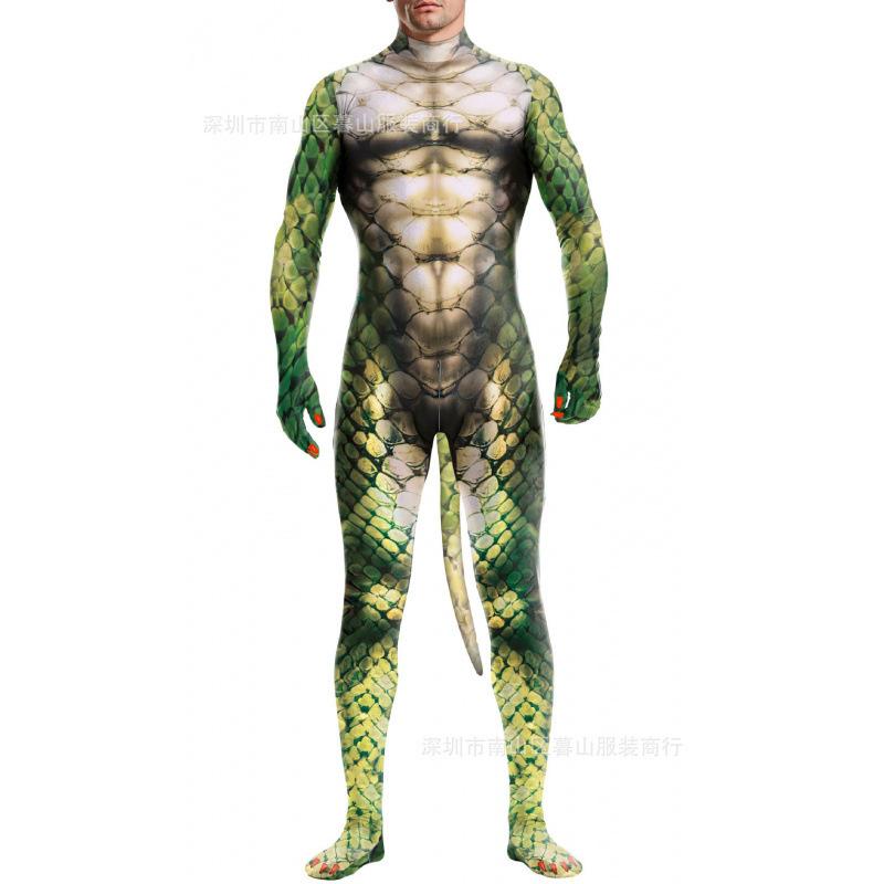 Fantasia de Carnaval Cosplay para Adulto Macacão Unissex sexy com Cauda Huskies Estampa Animal Poliéster Ternos