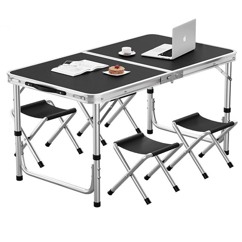Portable Aluminum Folding Table for Outdoor Dining and Market Stalls - Adjustable and Compact