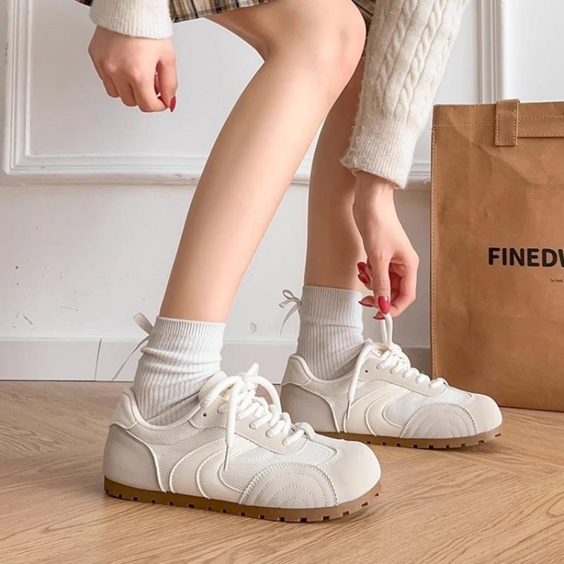 Nischen-Retro-Rundkopf-Damen-Neuheit Frühling Casual Vielseitig Atmungsaktiv Dünne Sohle Sportliche Flache Grundplatten-Schuhe