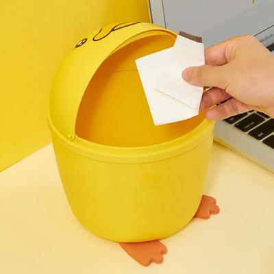 Kreativní stolní odpadkový koš s víkem, roztomilá kachna, kancelářský papírový koš, mini odpadkový koš, organizér