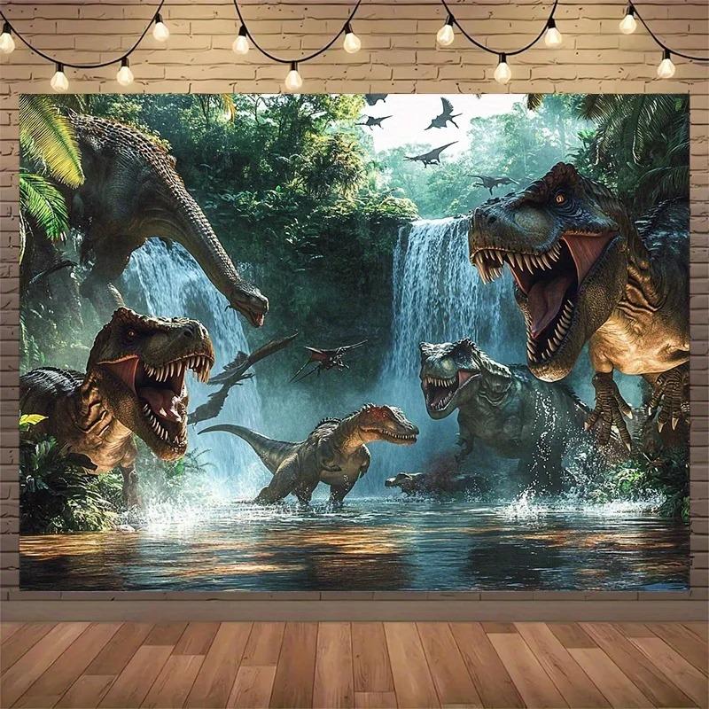 Realistische Dinosaurier Dschungel Wandteppich Prähistorischer Wasserfall Wandbehang Für Kinderzimmer Spielzimmer Wohnzimmer Ästhetische Dekoration Mult