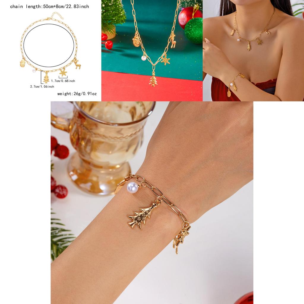 Holiday Snowflake Animal Jewelry Gift Set With Alloy Necklaces And Bracelets For Celebrations