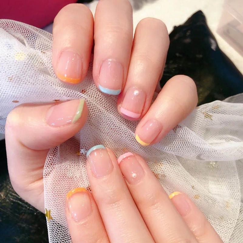 

Candy Color French Pearl Press-On Nail Art Patches