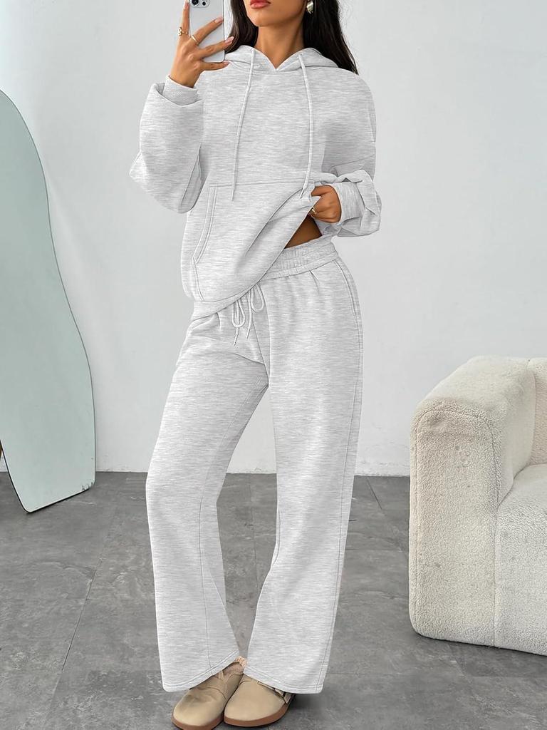 Autumn/Winter Oversized Hoodie & Wide-Leg Pants Sportswear Set