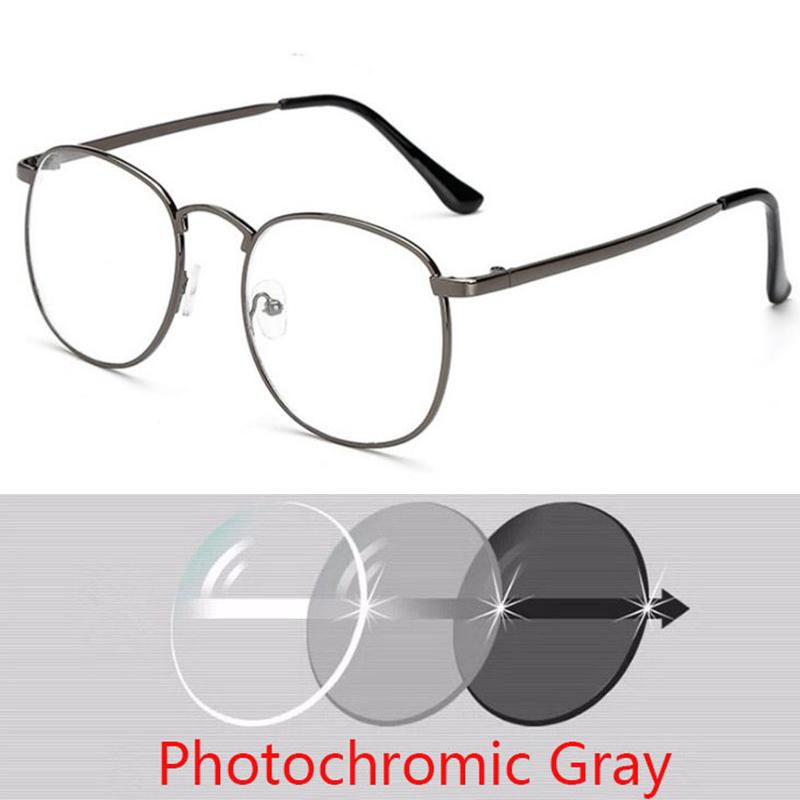 Diopter Sph 0 -0.5 -1 -1.5 -2 -2.5 -3 -3.5 -4 -4.5 Finished Myopia Glasses Oversize Metal Frame Prescription Glasses
