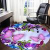 1pc Butterfly Flowers Office Round Rug, Carpet for Office, Gaming, Lightweight Round Floor Mat Yy260205017