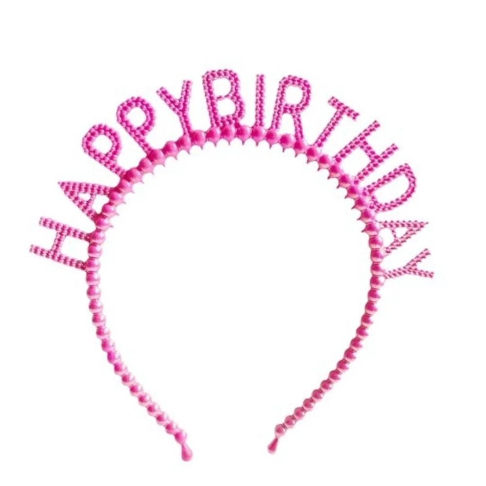 New Pearl Hair Band Happy Birthday English Letter Headband Children's Birthday Party Jewelry Gift Hair Accessories for Girls