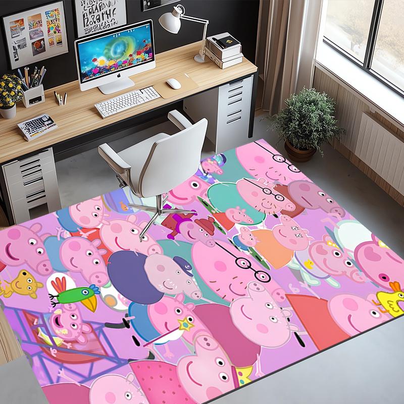 Peppa Pig Pattern Rug, Indoor/Outdoor Mat, for Picnic, Gameroom, Bedroom, Office, Living Room, Home Decor Carpet, Birthday Gift