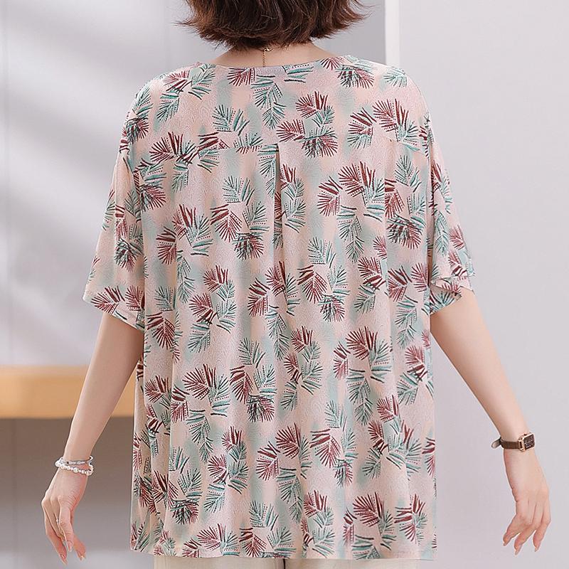 Plus Size 4XL-8XL Elegant Blouses for Women Tops Casual Loose Short Sleeve Female Shirt Summer Vintage Clothes