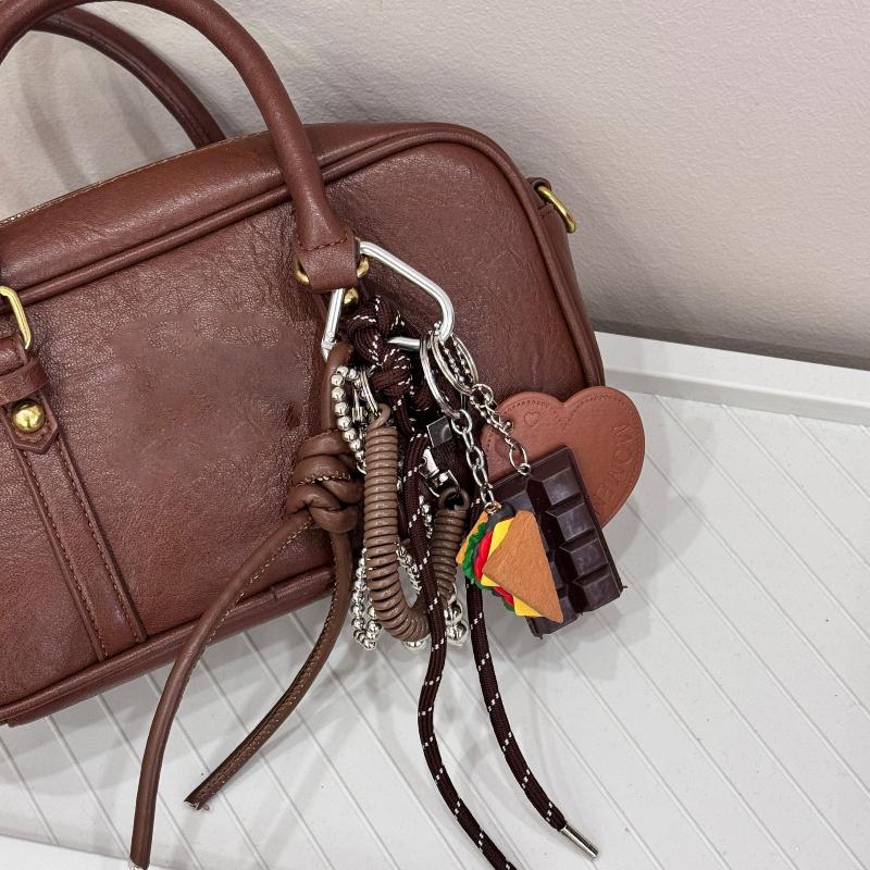 Ins Style Chocolate Bow Keychain Y2K Vintage Tassel Keyring Exquisite Creative Bag Pezndant Backpack Charms Girl Gifts