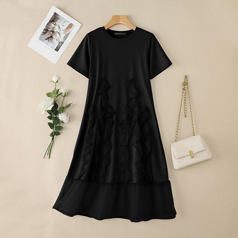 

ZANZEA Женское повседневное летнее платье с круглым вырезом и короткими рукавами S чёрный