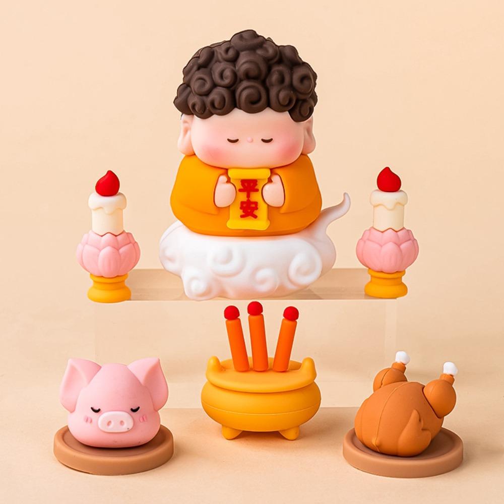Resin God of Wealthy Statue Cartoon Desktop Decoration Guanyin Creative Crafts  Gift