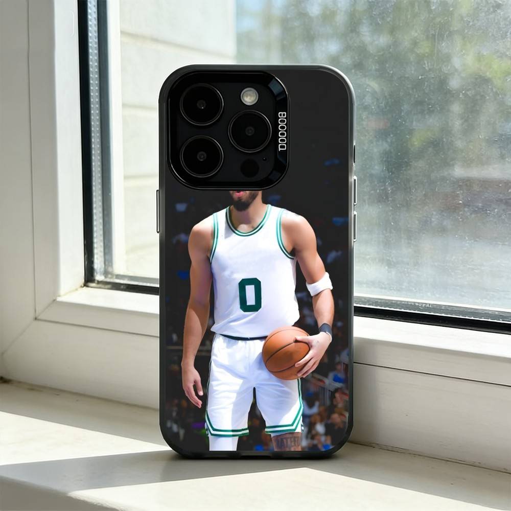 

Sports Basketbal Jayson T-Tatum Phone Case For iPhone 17,16,15,14,13,12,11 Plus,Pro Max,XS,Colored Silver Plated Inside Cover iPhone15promax