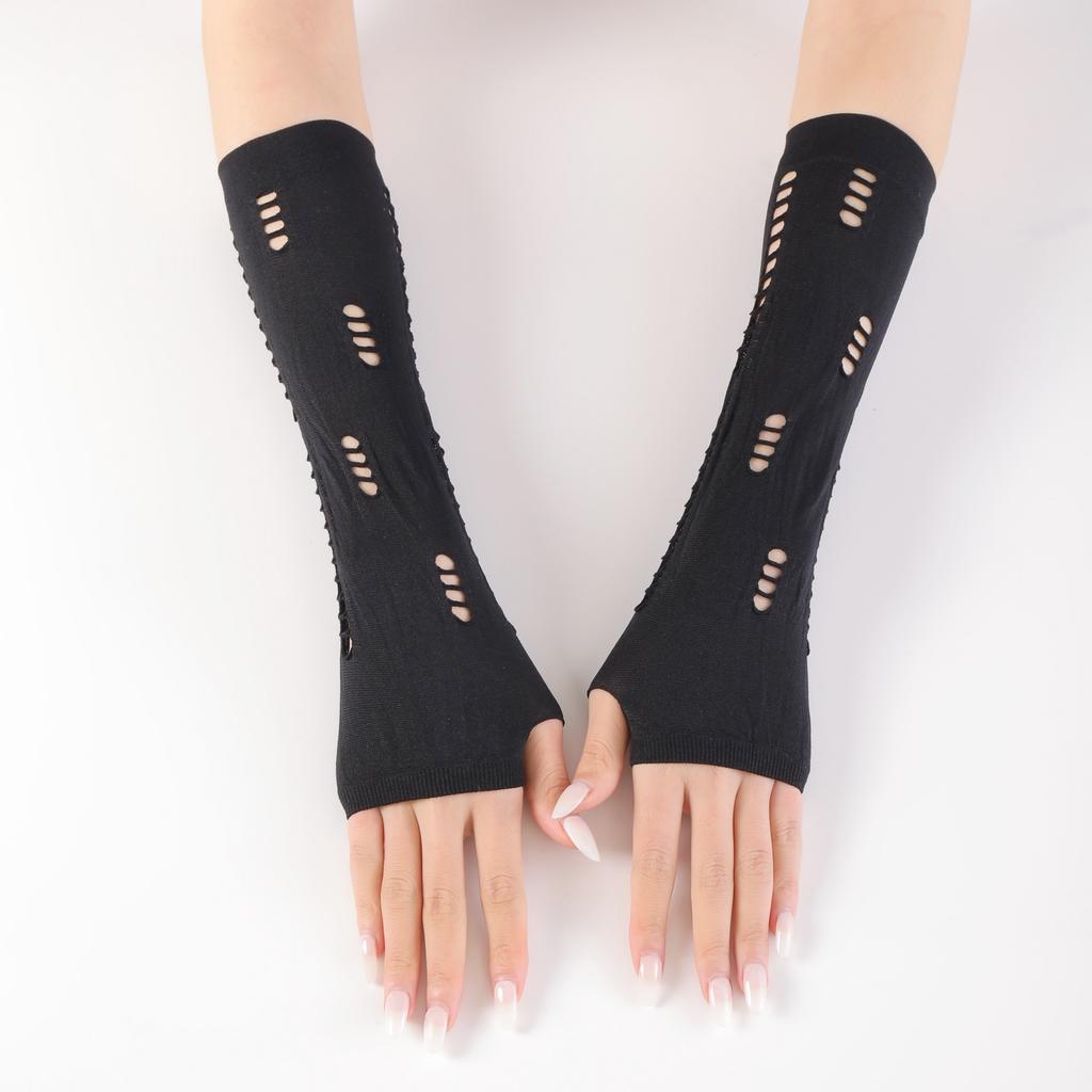 New Sun Protection Perforated and Hollowed Out Personalized and Fashionable Gloves Nightclub Dance Party Scarring and Finger Exposing Gloves