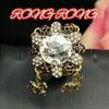 Vintage Ring With A Light Luxury High-end Feel Textured Alloy Heavy Industry Inlaid Zircon Style Palace Niche
