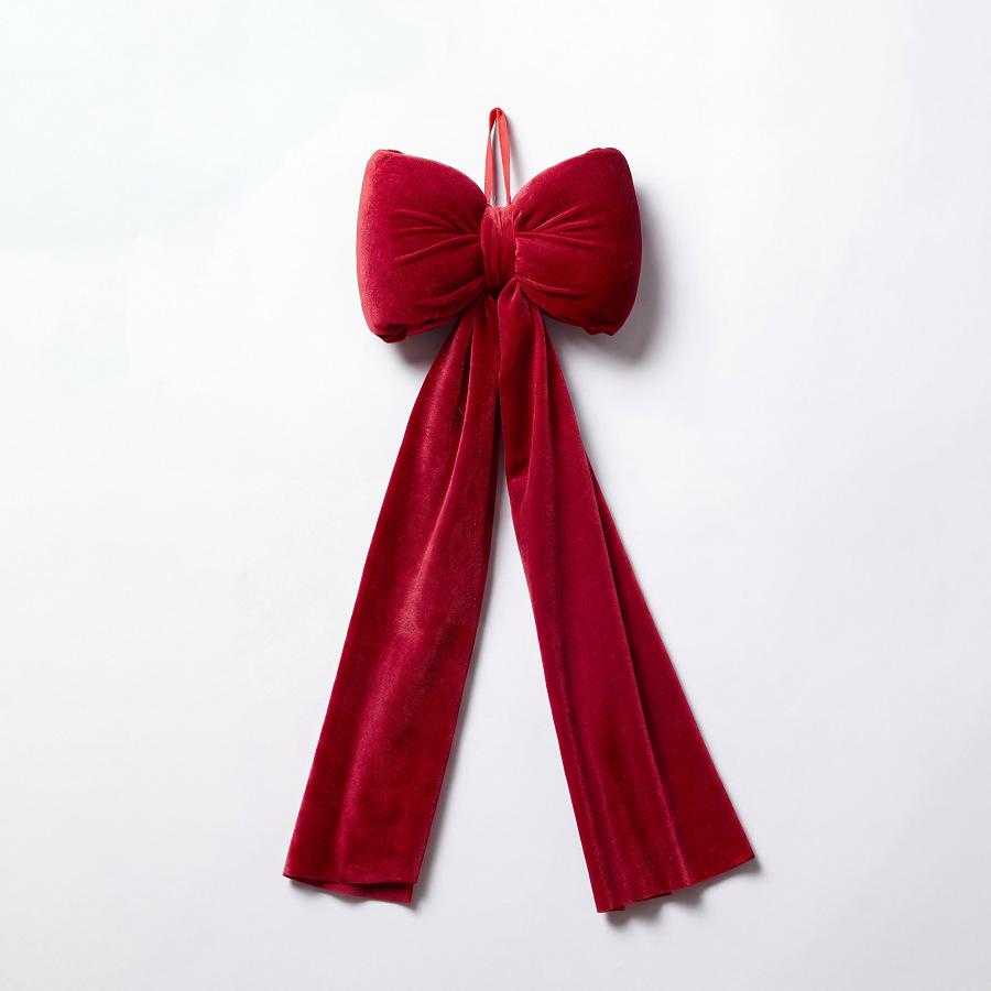 Red Velvet Large Christmas Tree Topper & Wreath Bow with Long Streamers